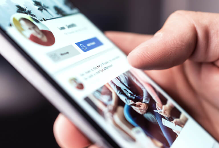 Social media profile on smart phone